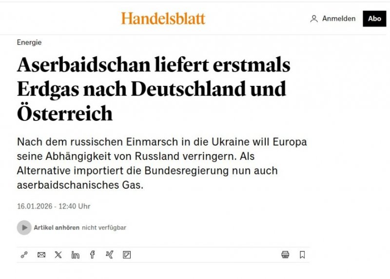 News about - German media highlights Azerbaijan’s gas exports to German, Austrian markets