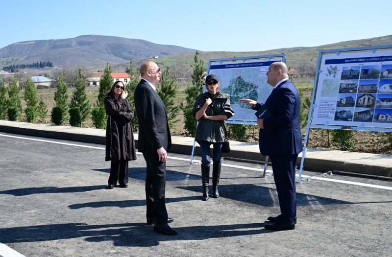 President Ilham Aliyev inspects reconstruction progress in Khojavend village