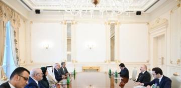  Prezident İlham Əliyev Ərəb Parlamentinin prezidentinin başçılıq etdiyi nümayəndə heyətini qəbul edib 