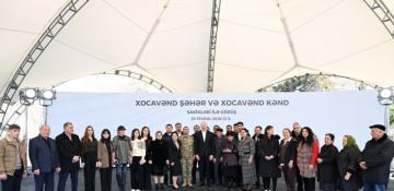   President Ilham Aliyev meets with residents of Khojavend town and Khojavend village  