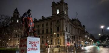 Churchill statue vandalized in London