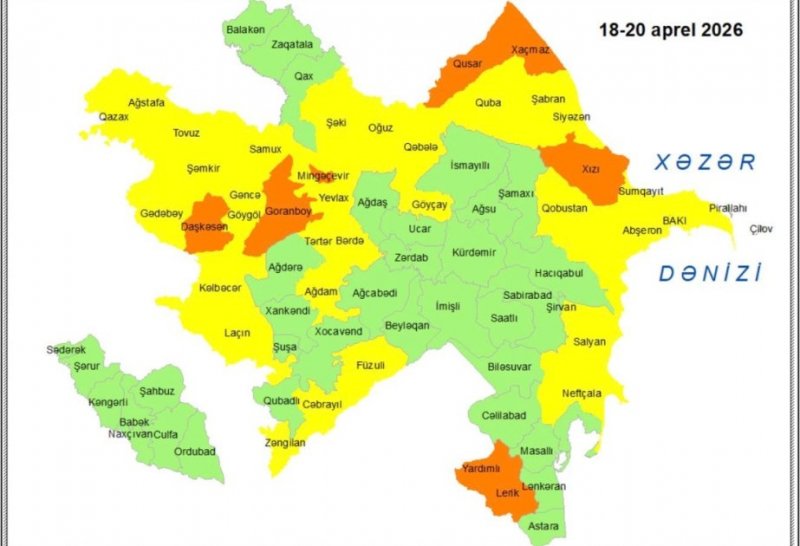 Milli Hidrometeorologiya Xidməti küləkli hava şəraiti ilə bağlı sarı və narıncı xəbərdarlıq verib