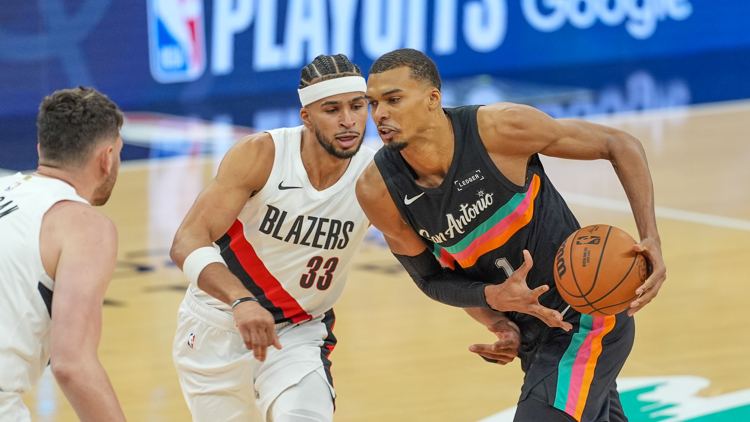 Spurs beat Blazers as Wembanyama makes NBA playoff history