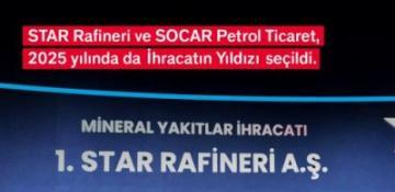 SOCAR Türkiyə şirkətlər qrupu “2025 İxracatın Ulduzları” mükafatına layiq görülüb