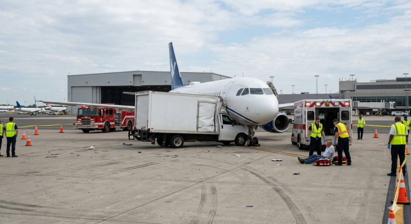 One injured after plane hits truck while landing in U.S. State of New Jersey
