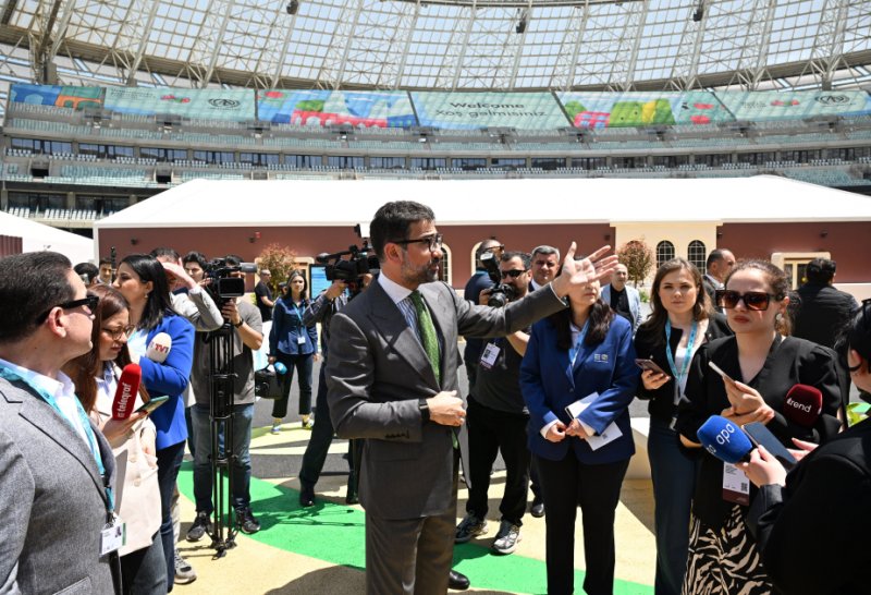 Media nümayəndələri Bakı Olimpiya Stadionunda WUF13 hazırlıqları ilə yaxından tanış olublar