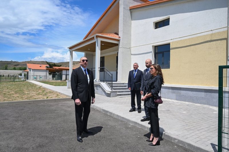 Azerbaijani president and first lady view facilities established in private houses in Shukurbeyli village