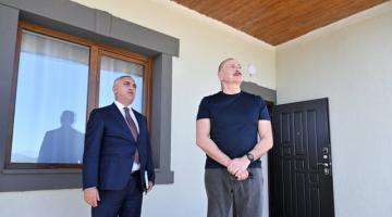 President Ilham Aliyev inspects private houses designated for servicemen in Khojaly