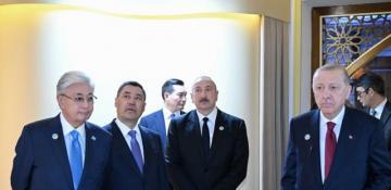   President Ilham Aliyev and other participants of OTS informal summit tour cultural sites in Turkistan  