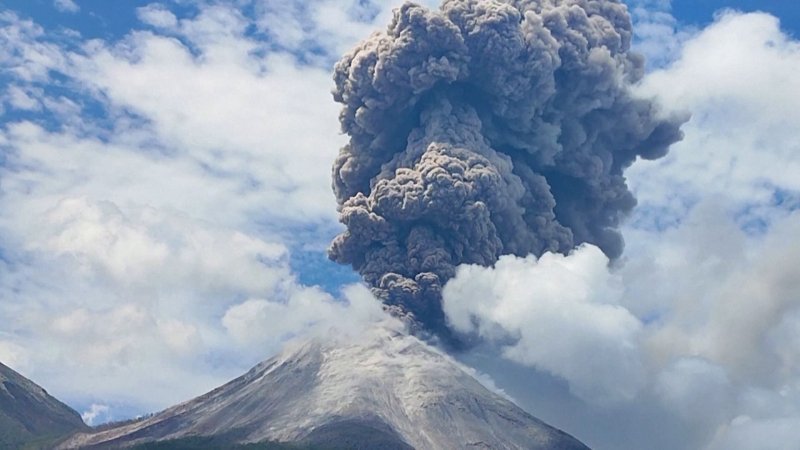 Three volcanoes erup in eastern Indonesia