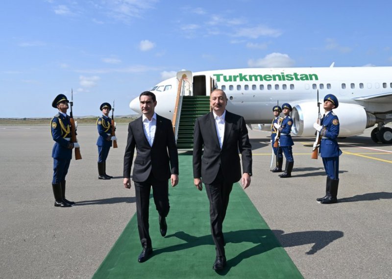 Turkmen president arrives in Azerbaijan's Fuzuli