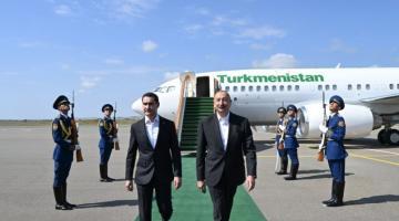 Turkmen president arrives in Azerbaijan's Fuzuli