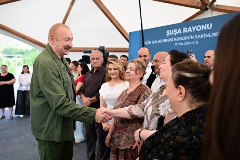 News about -   President Ilham Aliyev inspects restoration works in Shusha’s Kichik Galaderesi village, meets with returning residents  