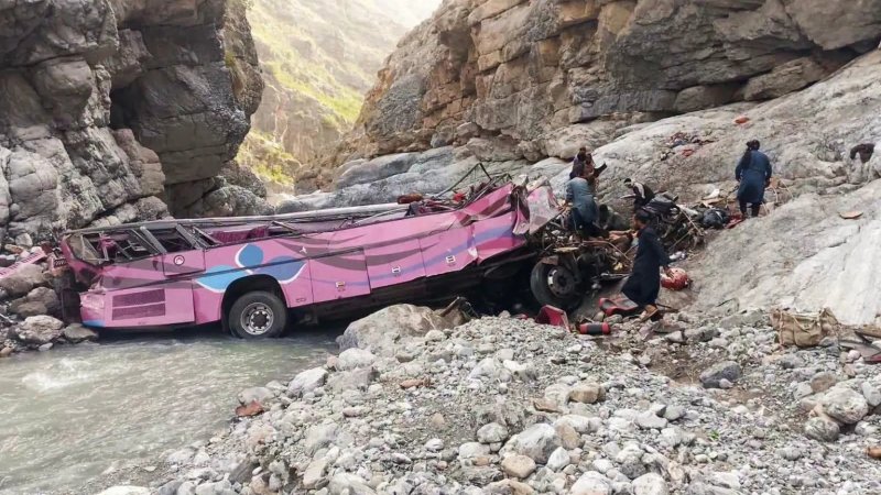 At least 32 dead after overcrowded bus plunges into ravine in Pakistan