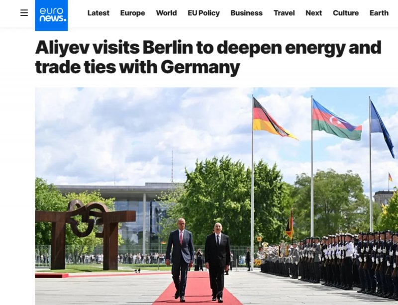   Euronews publishes article about President Ilham Aliyev's visit to Germany  