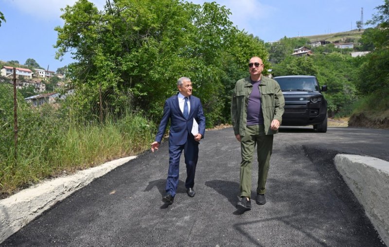 News about -   President Ilham Aliyev inspects restoration works in Shusha’s Kichik Galaderesi village, meets with returning residents  