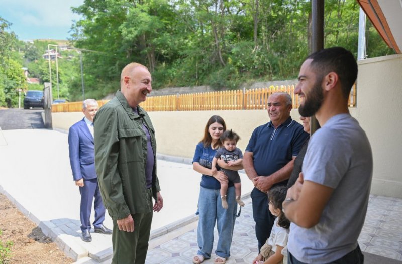 News about -   President Ilham Aliyev inspects restoration works in Shusha’s Kichik Galaderesi village, meets with returning residents  
