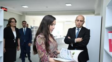 Leyla Əliyeva Yevlaxda məktəb binasının açılışında iştirak edib
