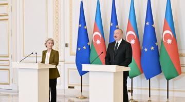  President Aliyev and EU's von der Leyen deliver press statements  