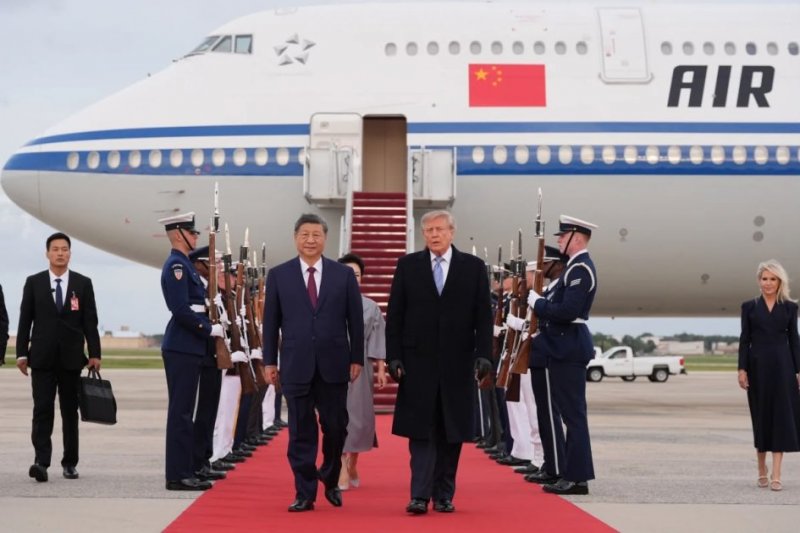 China's Xi lands in US for state visit, greeted by Trump at airport